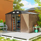 9.1'x6.4'x6.3' Garden Storage Shed, Outdoor Storage Tool House with Vents, Foundation and Lockable Double Doors, Teak