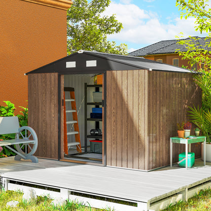 9.1' x 6.4' x 6.3' Garden Shed with Double Doors and Foundation
