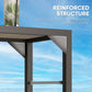 Bar Height Outdoor Table with Built-In Bottle Opener, Patio Bar Table with Wood Grain Plastic Top, 55" x 15" x 39"