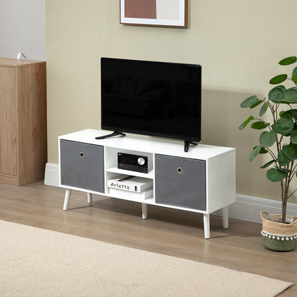 TV Stand Cabinet with Foldable Drawers - White