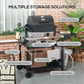 3-Shelf Grill Cart with Foldable Side Table & Stainless Steel Top