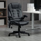 Executive Heated Massage Office Chair, High-Back Reclining Swivel Chair, Vibrating Adjustable Leather Chair, Black