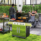 4+1 Burner Liquid Propane Gas Grill Outdoor Portable BBQ with Side Burner, Warming Rack, Side Shelf, Storage Cabinet, Thermometer, 4 Wheels, Tank Holder, Silver