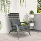 Patio Wicker Adirondack Chair, Outdoor PE Rattan Fire Pit Chair, Muskoka Chair w/ Soft Cushions, Tall Curved Backrest and Comfortable Armrests for Deck Garden, Grey