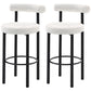Bar Stools Set of 2, Sherpa Upholstered Barstools with Backrest, Bar Height Stools with Footrest for Kitchen Island