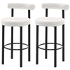 Sherpa Bar Stools Set of 2 with Backrest - Cream White