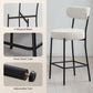Set of 2 Barstools, Upholstered Corduroy Bar Stools with Backrest, Footrest for Kitchen Island, Dining Room, Cream White