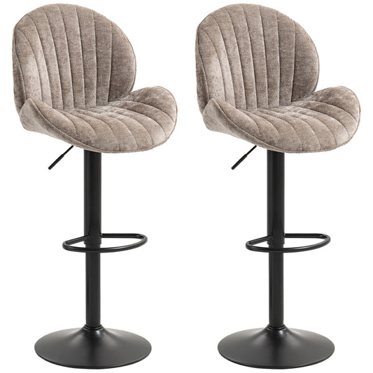 Swivel Bar Stools Set of 2 with Footrest - Brown