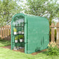 Walk-in Mini Greenhouse with Shelves, Portable Outdoor Greenhouse with Roll-up Door, 123 x 187 x 189 cm, Green