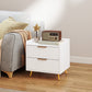 Bedside Table, Nightstand with 2 Drawers, Side End Table with Metal Legs for Bedroom, White