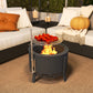 Outdoor Fire Pit, Round Firepit with Grill Grate, Fire Bowl with Ash Catcher and Poker for Backyard Camping Bonfire Picnic, Black
