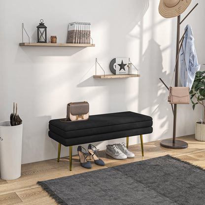 39" Velvet Storage Bench with Steel Legs