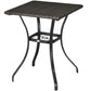 Patio Wicker Dining Table with Umbrella Hole, 34 Inch Outdoor PE Rattan Coffee Table with Plastic Board Under the Woven Table Top for Patio, Garden, Balcony, Mixed Brown