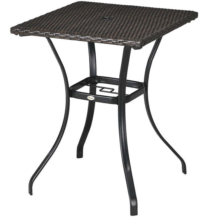 34" PE Rattan Dining Table with Umbrella Hole