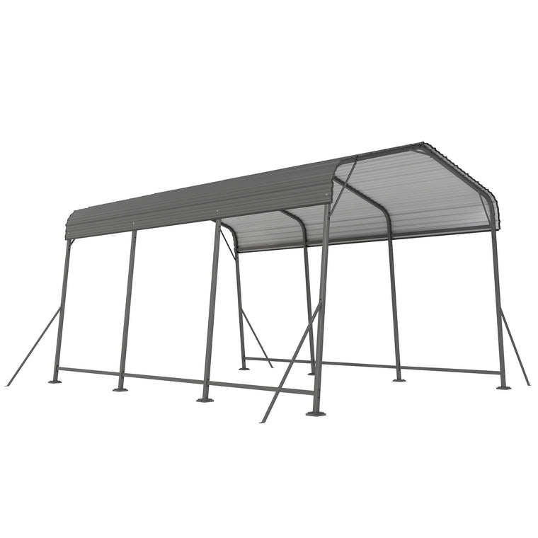 11' x 15' Dark Grey Metal Carport with Galvanized Steel Roof