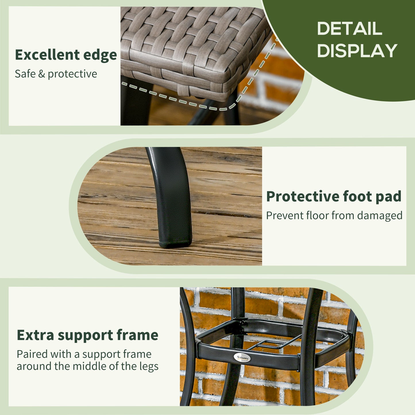 Patio Wicker Dining Table with Umbrella Hole, 34 Inch Outdoor PE Rattan Coffee Table with Plastic Board Under the Woven Table Top for Patio, Garden, Balcony, Mixed Brown