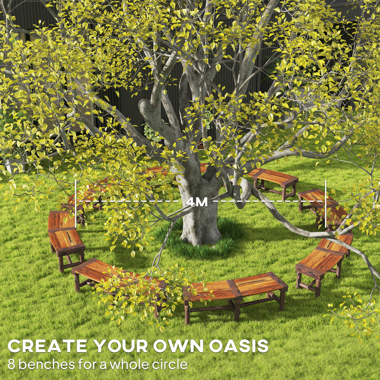 Wooden Wrap-Around Tree Bench with Slatted Seat