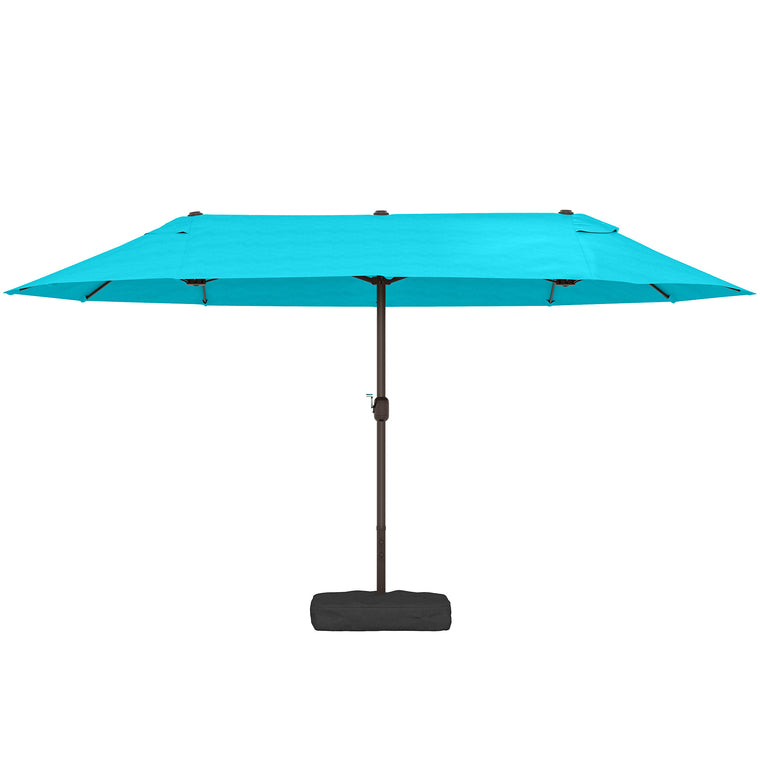 15' Light Blue Twin Canopy Steel Table Umbrella