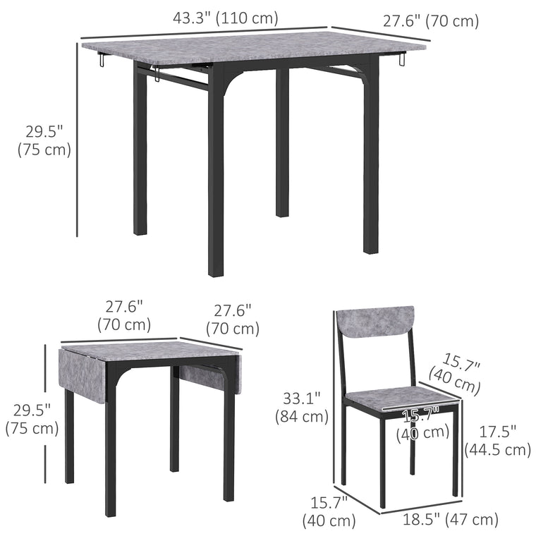 Drop-Leaf Dining Table Set for 2 - Natural