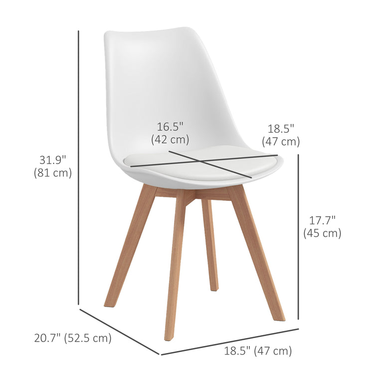 Dining Chairs Set of 4 with PU Leather Cushion