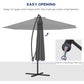10' Deluxe Patio Umbrella, Outdoor Market Parasol, Banana Hanging Offset Sunshade with Crank, Cross Base, Grey