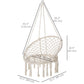 Patio Hammock Chair, Hanging Rope Hammock Swing for Indoor & Outdoor Use with Backrest, Cotton-Polyester Blend, Fringe Tassels, Cream White
