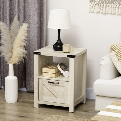 Farmhouse End Table with Drawer and Shelf