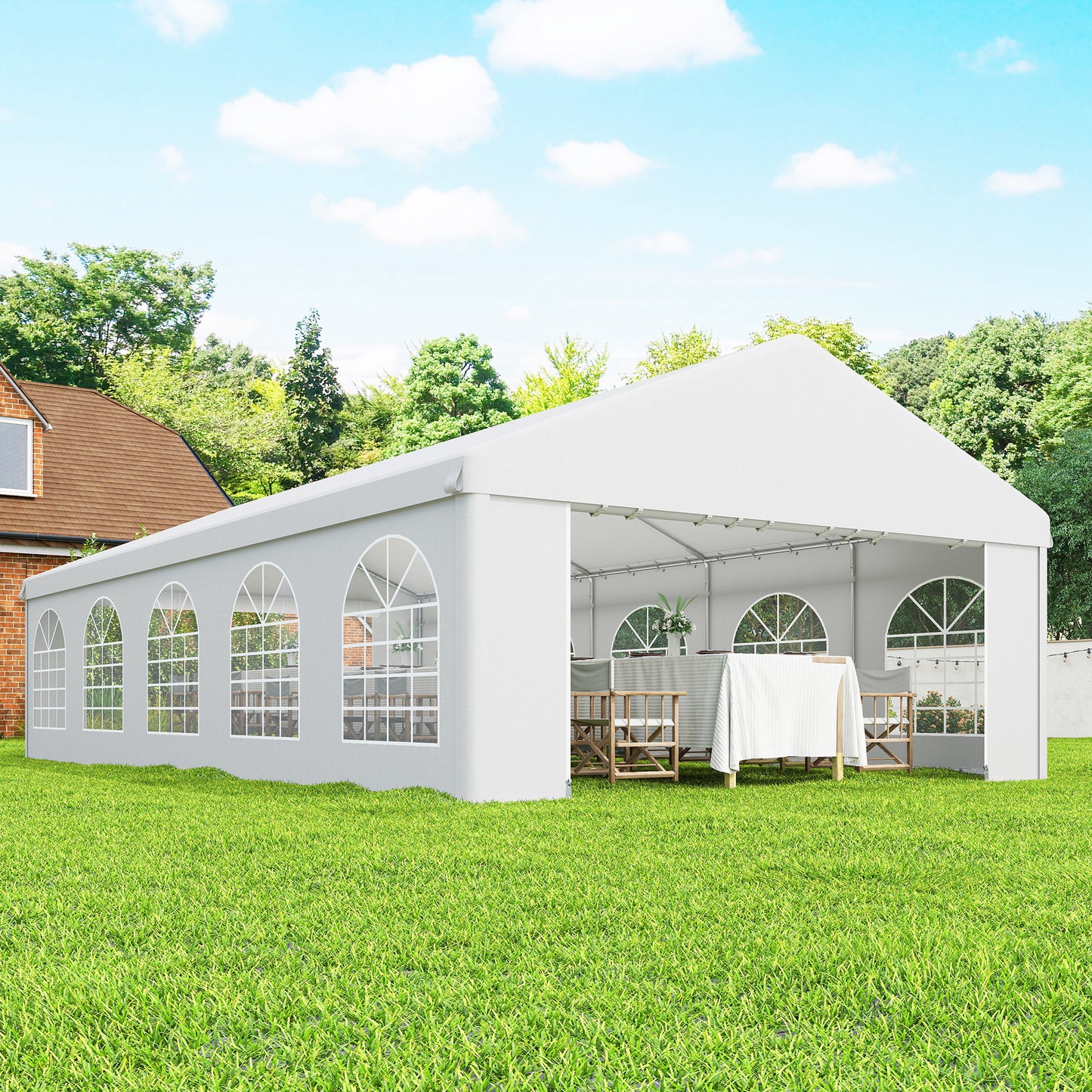 Heavy Duty Large Party Tent & Carport with Removable Sidewalls, Portable Garage Canopy Tent, White