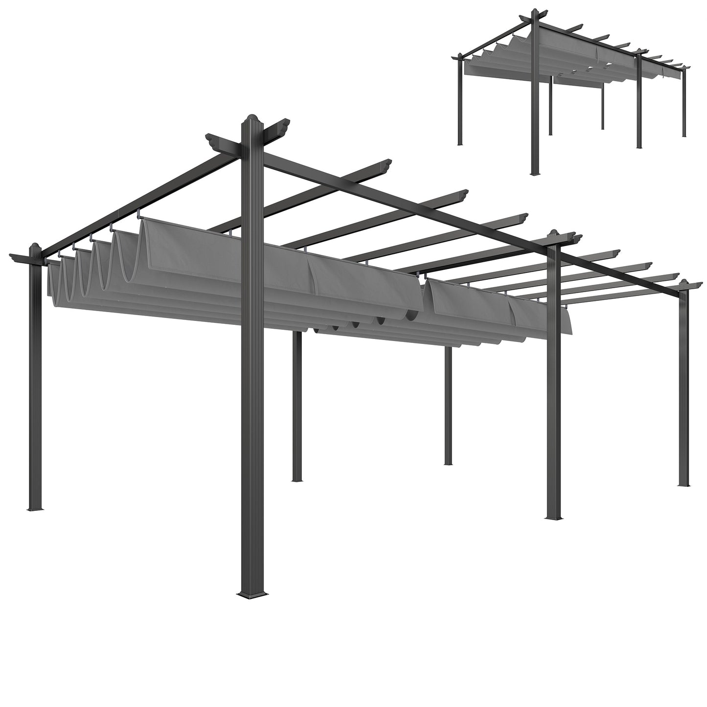 11.7' x 19.6' Retractable Pergola Canopy, Aluminum Pergola for Grill, Patio, Garden, Deck