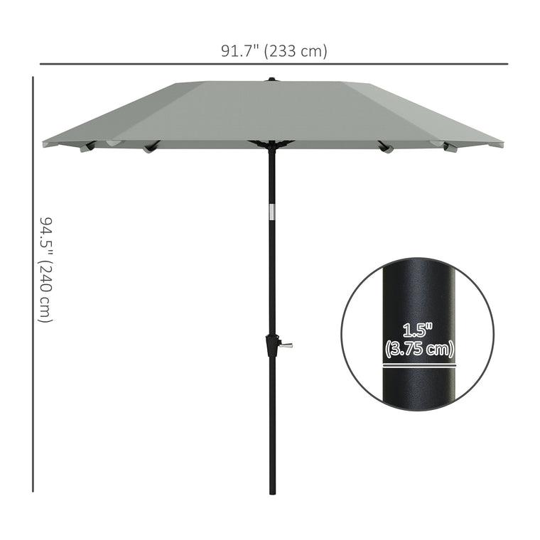 7.6FT Light Grey Aluminum Market Umbrella with 8 Ribs