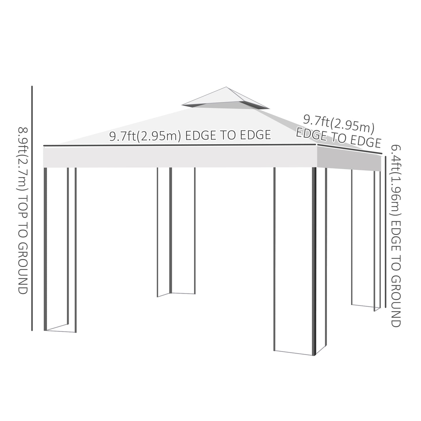 10' x 10' Outdoor Garden Metal Gazebo Patio Canopy Marquee Patio Party Tent Canopy Shelter Vented Roof Decorative Frame, Cream