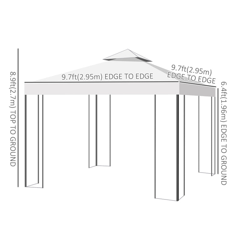 10' x 10' Cream Metal Party Tent with Vented Roof