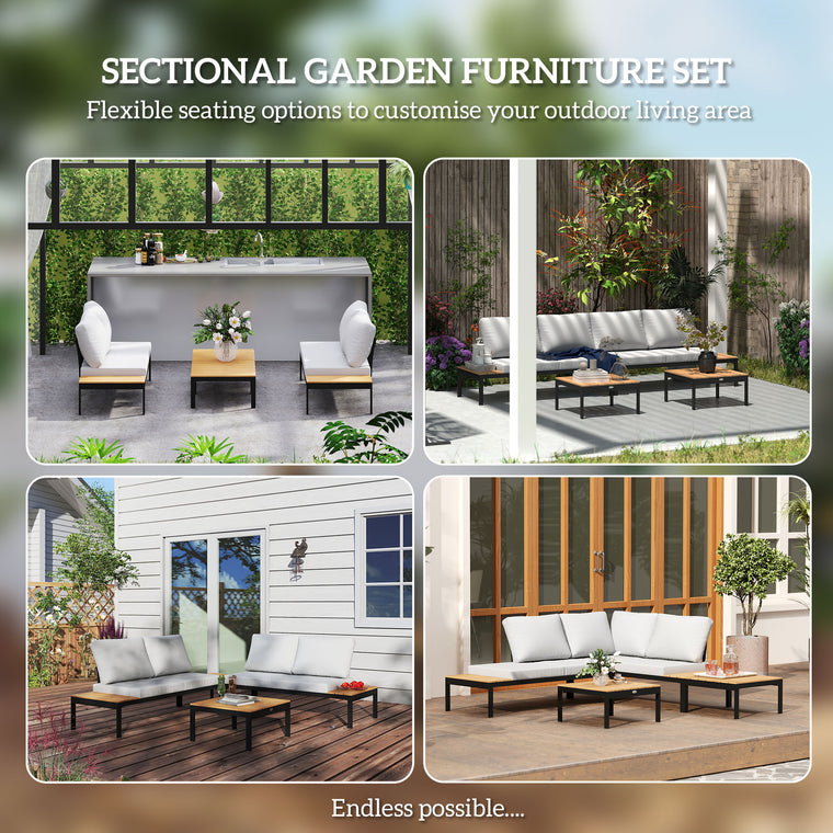 4-Piece Teak L-Shaped Garden Set with 2 Loveseats