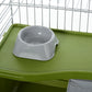 Small Animal Cage, Rolling Bunny Cage, Guinea Pig Cage with Food Dish, Water Bottle, Hay Feeder, Platform, Ramp, Green