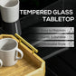 Rectangular Outdoor Dining Table for 8 People with Tempered Glass Top and Aluminum Frame, Black 70.9" x 31.5" x 28.3"