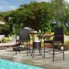 Dark Brown 3-Piece Rattan Bar Set with Ice Bucket