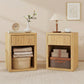 Nightstand with Drawer and Open Shelf, Modern Bedside Table Set of 2 for Bedroom Living Room, Oak