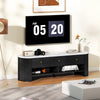 TV Stand, Modern TV Table with Marble-Effect Top, 3 Drawers and 2 Open Shelves for 32-65 Inch Television, Black