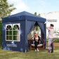 6.6'x6.6' Pop Up Canopy Tent with Sidewalls, Instant Sun Shelter Camping Gazebo with Carry Bag, Blue