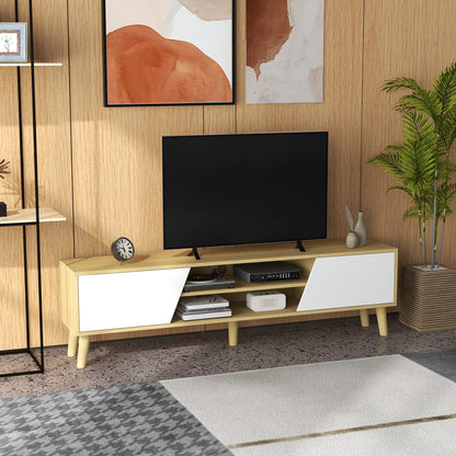 65" TV Stand with Soft-Close Door - Oak and White