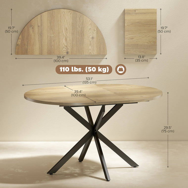 Extendable Dining Table for 4-6 with Butterfly Leaf - Natural Wood