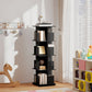 360° Rotating Bookcase with Anti-Tipping Straps and Anti-Slip Foot Pads, 4-Tier Bookshelf with 16 Cubbies, Black