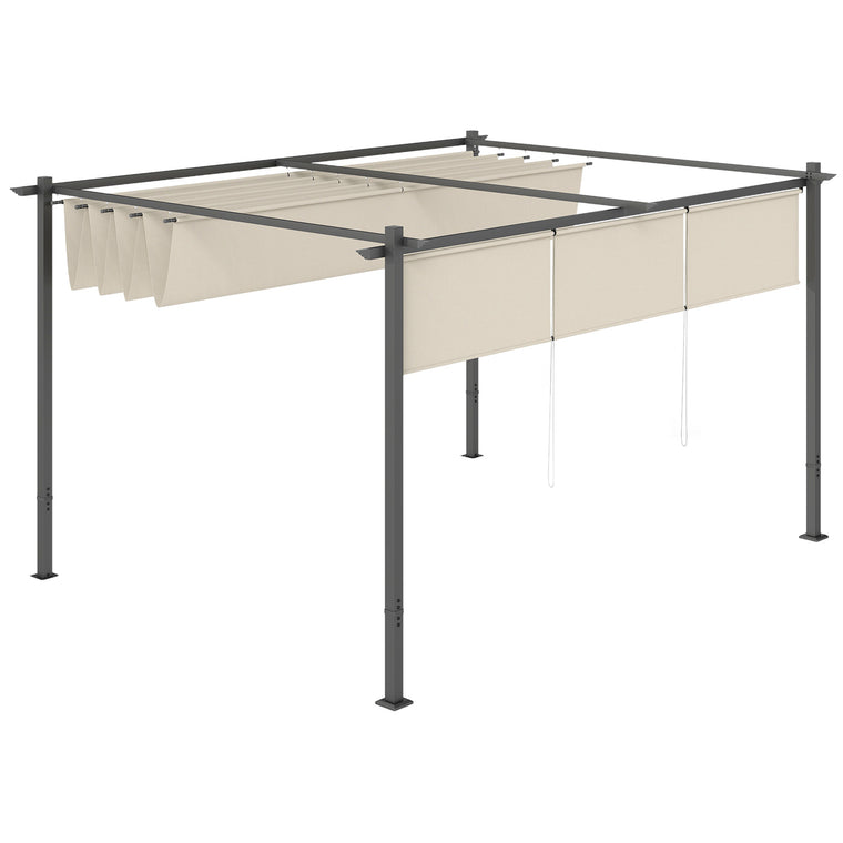 10' x 12' UPF30+ Retractable Pergola with Roller Shade