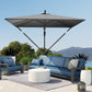 Patio Offset Umbrella UPF 50+ UV Protection, Crank Parasol with Base, Cover & Wind Securing, Khaki