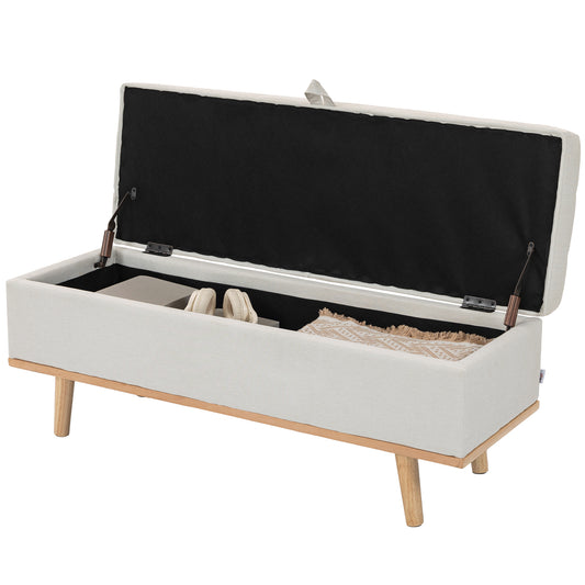 Storage Ottoman Bench with Lift-Up Lid - Cream White