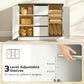 Buffet Cabinet with Soft-Close Hinges, Modern Sideboard with 3 Drawers and 2 Adjustable Shelves, White Wood Grain