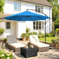 10ft Offset Patio Umbrella with Base, Garden Hanging Parasol with Crank, Banana Cantilever Umbrella Sun Shade, Blue