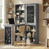 Fold-out Convertible Office Desk, Wall Mount Computer Desk with Blackboard and Side Shelf, Charcoal Grey