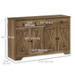 Sideboard Cabinet with 2 Drawers, 4 Barn Doors and 2 Adjustable Shelves, Buffet Table for Living Room, Light Brown