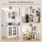 Kitchen Buffet with Hutch, Storage Pantry with 3 Cabinets, 2 Open Shelves and Large Countertop, White
